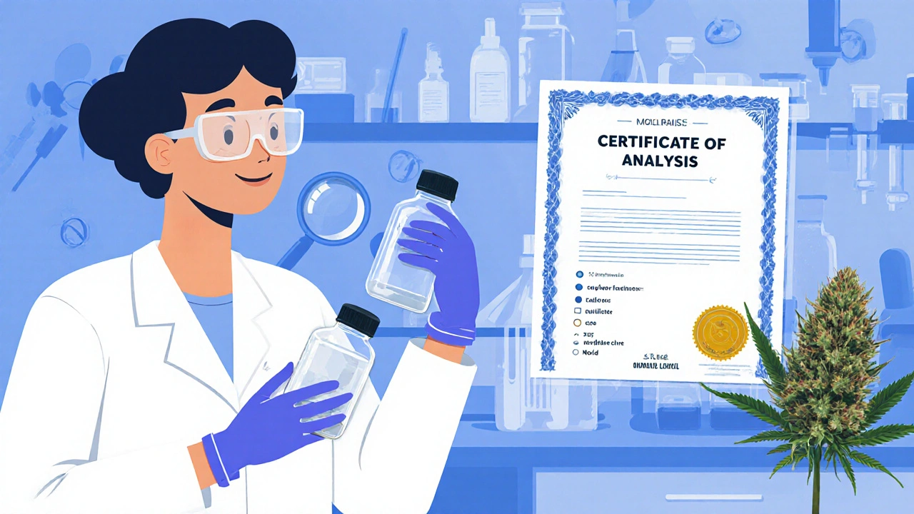 Laboratorní výsledky potvrzující nulovou kontaminaci konopí pesticidy a těžkými kovy.