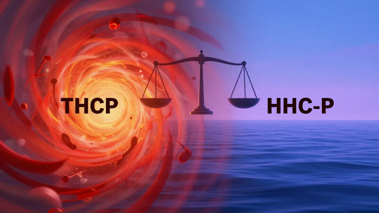 Abstraktní vizualizace rozdílů mezi intenzitou THCP a relaxací HHC-P