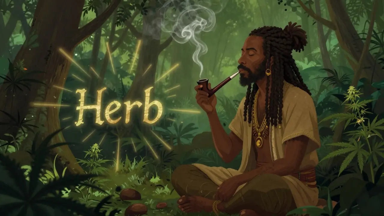 Rastafari v meditaci v přírodě, dým jako symbol moudrosti