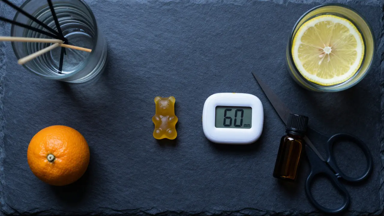 Rozpolcený bonbón, časovač a citronová voda pro bezpečné užívání